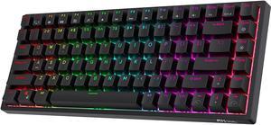 RK ROYAL KLUDGE RK84 Wireless Bluetooth/2.4Ghz 75% RGB Mechanical Gaming Keyboard, Three Modes Connectable Keyboard with Hot-Swappable Tactile Blue Switch Black