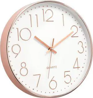 Foxtop Modern Wall Clock 12 Inch Non-Ticking Silent Battery Operated Round Quartz Rose Gold Wall Clock for Office Bedroom Living Room Kitchen Home School Decor Foxtop Modern Wall Clock 12 Inch Non-Ticking Silent Battery Operated Round Quartz Rose Gold Wall Clock for Office Bedroom Living Room Kitchen Home School Decor