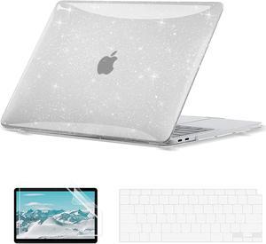 EooCoo Compatible with MacBook Air 13 inch Case 20212018 M1 A2337 A2179 A1932 with Retina Display Touch ID Sparkly Clear MacBook Air Case  2 TPU Keyboard Cover  Screen Protector  Glitter Clear