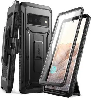 Unicorn Beetle Pro Full-Body Rugged Holster Case with Built-in Screen Protector for Google Pixel 6 Pro (2021), Black