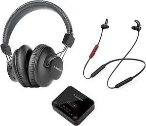 Avantree D4169 Dual Wireless Headphones & Earbuds Set for TV Watching with Bluetooth Transmitter, Personalized Volume Control, Plug-n-Play, No Audio Delay