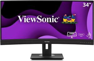 ViewSonic VG3456C 34 Inch 21:9 UltraWide QHD 1440p Curved Monitor with Ergonomics Design, USB C Docking Built-In, Gigabit Ethernet for Home and Office