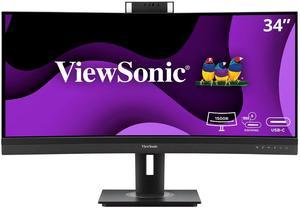 ViewSonic VG3457CV 34 Inch Ultrawide QHD 1440p Curved Video Conferencing Docking Monitor with Windows Hello Compatible IR Webcam, Advanced Ergonomics, and 100W USB C for Home and Office