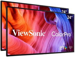 ViewSonic VP2468A_H2 24" Premium Dual Pack Head-Only IPS 1080p Monitor with Advanced Ergonomics, ColorPro 100% sRGB REC 709, 14-bit 3D LUT, Eye Care, and 65W USB C for Home and Office