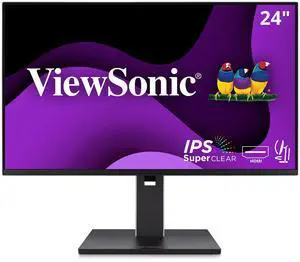 ViewSonic VG2451 24 Inch IPS 1080p Ergonomic Monitor with Full Adjustability, 100Hz, 4-Port USB Hub, HDMI, DisplayPort, and USB C Inputs for Home and Office