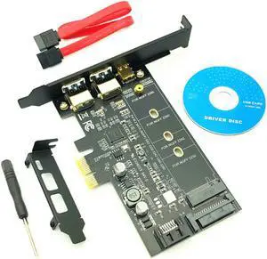 USB 3.0 PCI Express Riser Card Dual Port USB3.0 + 1 Port USB 3.1 Type-C + M.2 NGFF Adapter M2 SATA SSD B Key to PCI-E Controller
