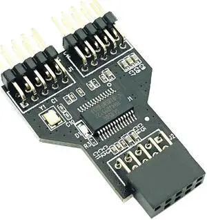 Misskit USB2.0 9 PIN Female to Dual USB2.0 9 Pin Male Adapter USB 2.0 9Pin to Dual USB 2.0 9PIN Converter Adapter USB HUB Expansion Card