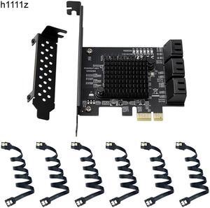 6 Ports SATA Card Marvell 88SE9215 chip SATA 3.0 to PCIe Expansion Card PCI Express SATA Adapter SATA3 Converter with Data Cable