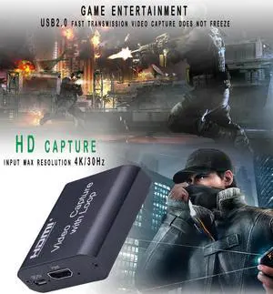 Video Capture Card Video Capture Device 4K 1080p Loop Out USB 2.0 Cards Grabber Live Streaming Video Record for PC PS4 Game