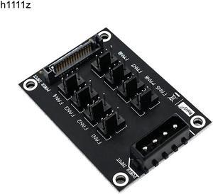 Fan Hub Computer 12V Mini Fan Controller Molex 4Pin SATA 15Pin Power 8Port 4Pin Fan Splitter Hub for PC Desktop RGB CPU Fans Hub