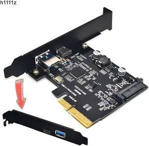 Add On Card USB 3.1 Type C PCIe Expansion Card PCI-e to 1 Type C and 1 Type A 3.0 USB Adapter PCI Express Riser Card For Desktop