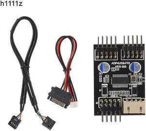 Misskit 9pin USB Connector 1 to 2 USB Extension Cable USB HUB USB2.0 9Pin Header Connector Adapter Port Multiplier with SATA Power Cable 11.81"