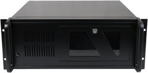 Black 4U industrial control chassis, seven-slot standard 19" rack-mounted industrial chassis, 2 3.5" hard drive bays, 1 2.5" hard drive bay, support 12"×9.6" and below empty motherboard chassis
