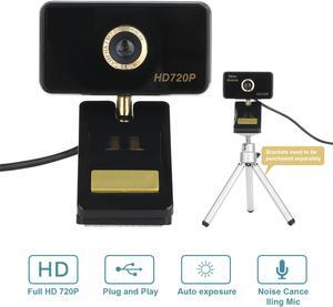 Full HD USB Webcam 720P Manual Focus Webcam with Built-in Microphone for Skype Video Calling and Recording Camera TV Conference