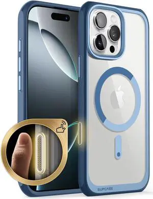 SUPCASE for iPhone 16 Pro Max Case with Camera Control Capture Button (Unicorn Beetle Mag), [Compatible with MagSafe] [Military-Grade Protection] Slim Clear Magnetic Phone Case (Azure)
