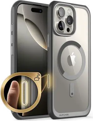 SUPCASE for iPhone 16 Pro Max Case with Camera Control Capture Button (Unicorn Beetle Mag), [Compatible with MagSafe] [Military-Grade Protection] Slim Clear Magnetic Phone Case (Gray)