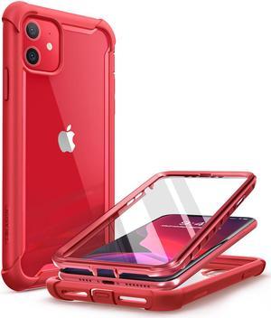 i-Blason Ares Case for iPhone 11 6.1 inch (2019 Release), Dual Layer Rugged Clear Bumper Case With Built-in Screen Protector (MetallicRed)