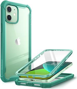 i-Blason Ares Series Designed for iPhone 12 Mini Case (2020), Dual Layer Rugged Clear Bumper Case with Built-in Screen Protector (Green)