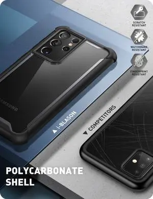 i-Blason Ares Series Designed for Galaxy S21 Ultra 5G Case (2021 Release), Rugged Clear Bumper Case Without Screen Protector (Black)