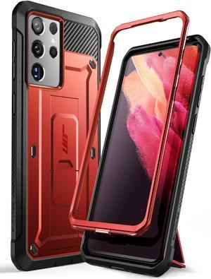 Unicorn Beetle Pro Series Case Designed for Samsung Galaxy S21 Ultra 5G (2021 Release), Full-Body Dual Layer Rugged Holster & Kickstand Case Without Built-in Screen Protector (Red)