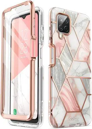 i-Blason Cosmo Series Case for Samsung Galaxy A12(2020 Release), Slim Full-Body Stylish Protective Case with Built-in Screen Protector (Marble)