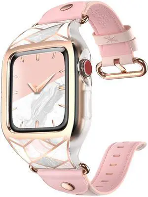 i-Blason Band Designed for Apple Watch 38 mm, [Cosmo] Stylish Sporty Protective Bumper Case with Adjustable Strap Bands for Apple Watch Series 3/2/1 (Marble)
