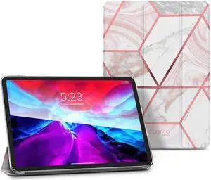 i-Blason Cosmo Lite Case for iPad Pro 12.9, iPad Pro 12.9 inch 2021 Case, Slim Trifold Stand Smart Case Translucent Hard Back Protective Cover with Auto Sleep/Wake (Marble)