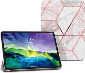 i-Blason Cosmo Lite Case for iPad Pro 11, iPad Pro 11 inch 2021 Case, Slim Trifold Stand Smart Case Translucent Hard Back Protective Cover with Auto Sleep/Wake (Marble)