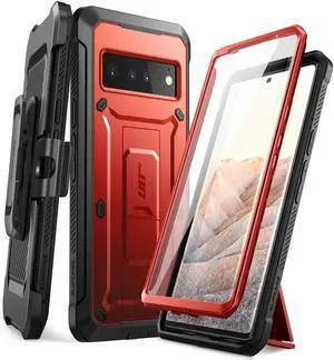 SUPCASE Unicorn Beetle Pro Series Case for Google Pixel 6 Pro, Full-Body Rugged Holster & Kickstand Case with Built-in Screen Protector (Ruddy)
