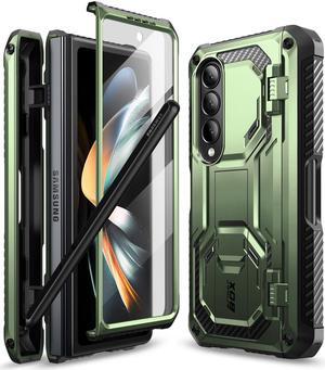 i-Blason Armorbox Case for Samsung Galaxy Z Fold 4 Case 5G (2022 Release) with Pen Holder & Kickstand, Full Body Protective Bumper Case with Built-in Screen Protector Green