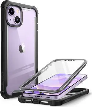 i-Blason Ares Case for iPhone 14 Plus 6.7  inch (2022 Release), Dual Layer Rugged Clear Bumper Case with Built-in Screen Protector(Black)