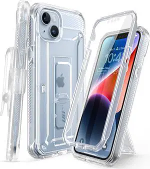 SUPCASE Unicorn Beetle Pro Series Case for iPhone 14 Plus (2022 Release) 6.7 Inch, Built-in Screen Protector Full-Body Rugged Holster Case (Clear)