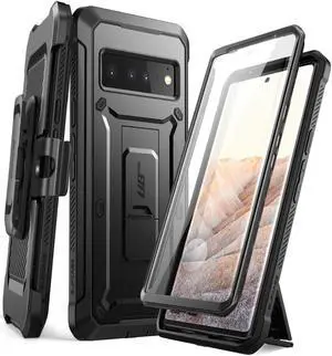 SUPCASE Unicorn Beetle Pro Series Case for Google Pixel 6 [Not for Pixel 6 Pro], Full-Body Rugged Holster & Kickstand Case with Built-in Screen Protector (Black)