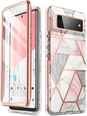 i-Blason Cosmo Series Case for Google Pixel 6A (2022 Release), Slim Full-Body Stylish Protective Case with Built-in Screen Protector (Marble)