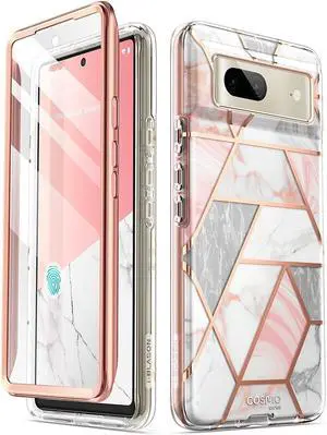 i-Blason Cosmo Series for Google Pixel 7 Case (2022), Slim Full-Body Stylish Protective Case with Built-in Screen Protector (Marble)