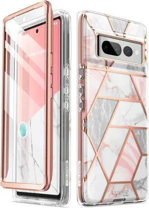 i-Blason Cosmo Series for Google Pixel 7 Pro Case (2022), Slim Full-Body Stylish Protective Case with Built-in Screen Protector (Marble)