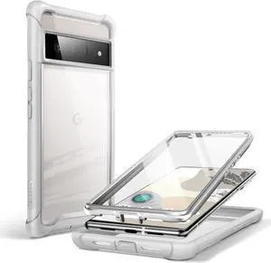 i-Blason Ares Series Designed Case for Google Pixel 6 Pro 2022 Release, Full-Body Rugged Clear Bumper Case with Built-in Screen Protector (Gray)