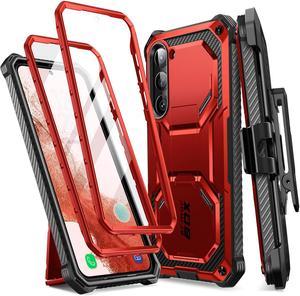 i-Blason Armorbox Series Designed for Samsung Galaxy S23Plus 5G (2023 Release), Full-Body Rugged Holster Bumper Case with Built-in Screen Protector & Kickstand (Ruddy)
