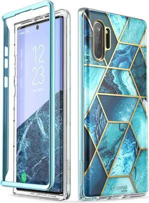 i-Blason Cosmo Series Case Designed for Galaxy Note 10 (2019 Release), Protective Bumper Marble Design Without Built-in Screen Protector Blue