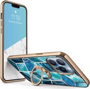 i-Blason Cosmo Snap Case Designed for iPhone 13 Pro Max (6.7 Inch), Slim with Built-in 360° Rotatable Ring Holder Kickstand Supports Car Mount  Blue