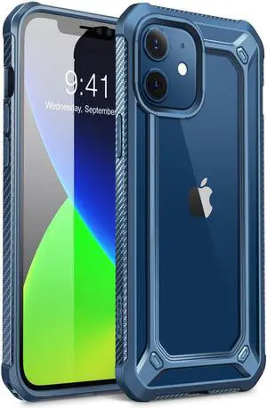 SupCase Unicorn Beetle EXO Pro Series Case for iPhone 12 / iPhone 12 Pro (2020 Release) 6.1 Inch, with Built-in Screen Protector Premium Hybrid Protective Clear Bumper Case  Blue