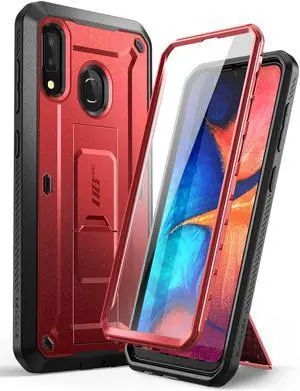 SUPCASE Unicorn Beetle Pro Series Case Designed for Samsung Galaxy A20 /A30, Full-Body Rugged Holster & Kickstand Case with Built-in Screen Protector Red