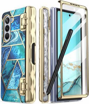 i-Blason Cosmo for Samsung Galaxy Z Fold 5 Case 7.6 Inch, Stylish Full-Body Protective Z Fold 5 Case with Built-in Screen Protector & Pen Holder  Blue