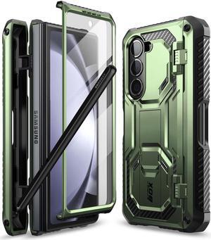 i-Blason Armorbox Designed for Samsung Galaxy Z Fold 5 Case (2023 Release) with Pen Holder & Kickstand, Full Body Protective Bumper Case with Built-in Screen Protector Green