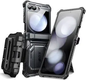 i-Blason Armorbox Series Case for Samsung Galaxy Z Flip 5 5G (2023), Full-Body Rugged Holster Case with Shock Reduction/Bumper (Black)