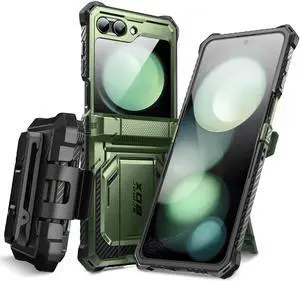 i-Blason Armorbox Series Case for Samsung Galaxy Z Flip 5 5G (2023), Full-Body Rugged Holster Case with Shock Reduction/Bumper  Green