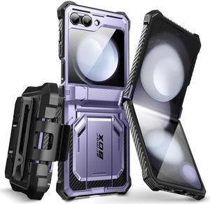 i-Blason Armorbox Series Case for Samsung Galaxy Z Flip 5 5G (2023), Full-Body Rugged Holster Case with Shock Reduction/Bumper Purple