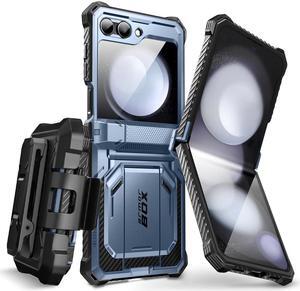 i-Blason Armorbox Series Case for Samsung Galaxy Z Flip 5 5G (2023), Full-Body Rugged Holster Case with Shock Reduction/Bumper Blue