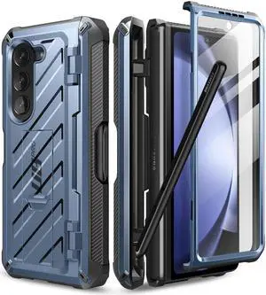 SUPCASE Unicorn Beetle Pro Case for Galaxy Z Fold 5 5G (2023), with Built-in S Pen Slot & Screen Protector & Kickstand Full-Body Dual Layer Rugged Case Blue