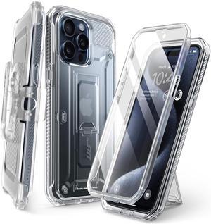SUPCASE Unicorn Beetle Pro Case for iPhone 15 Pro Max 6.7", Built-in Screen Protector & Kickstand & Belt-Clip Heavy Duty Rugged Case  Clear